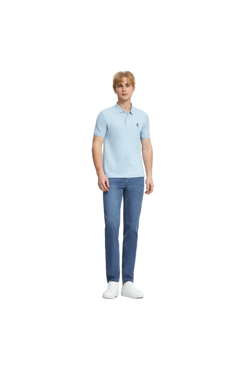 GIORDANO Men's Blue Pique Polo Shirt - Size S